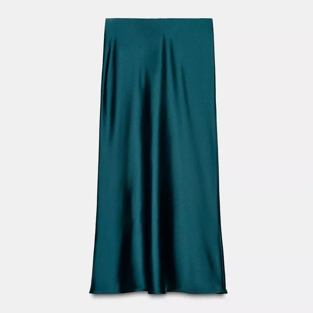 New ZARA Satin Midi Skirt